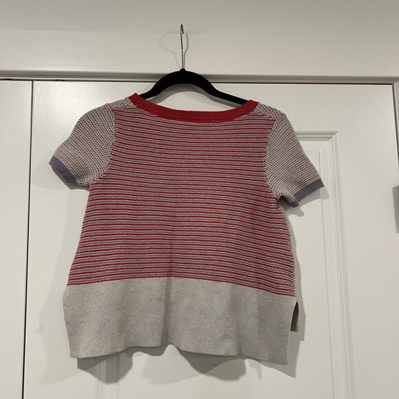 Moth Women's Cotton Cashmere Short Sleeve Grey Sweater Size XSP - Picture 5 of 7